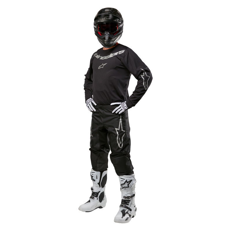Maglia Motocross Alpinestars Fluid Graphite – Jersey Traspirante Uomo Nero/argento