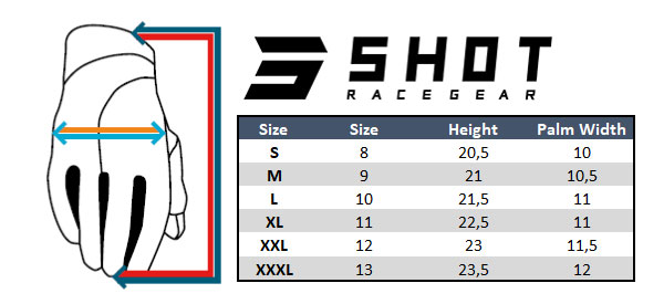 shot gloves size chart