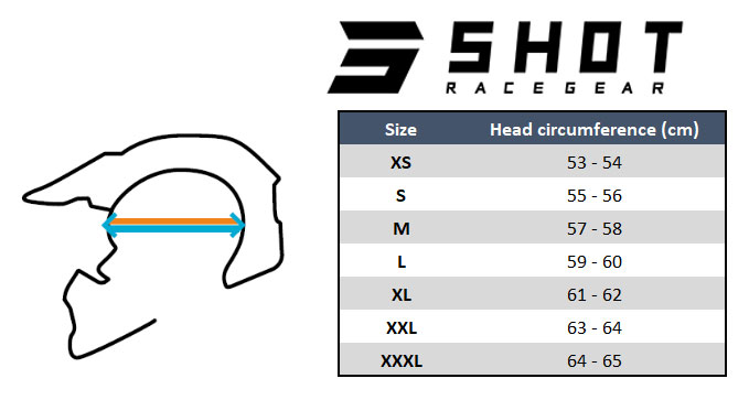 shot helmet size chart