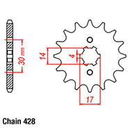 RK Front Sprocket - Steel  14T 428P sku:31-043-14