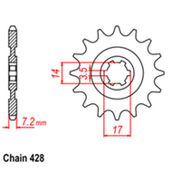 RK Front Sprocket - Steel  14T 428P sku:31-045-14