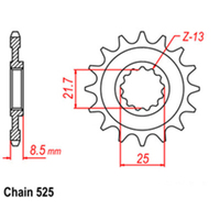 RK Front Sprocket - Steel  16T 525P sku:31-132-16