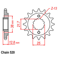 RK Front Sprocket - Steel  16T 520P sku:31-163-16
