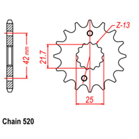 RK Front Sprocket - Steel  16T 520P D/D sku:31-214-16