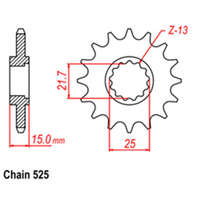 RK Front Sprocket - Steel  15T 525P sku:31-233-15