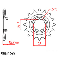 RK Front Sprocket - Steel  15T 525P sku:31-288-15