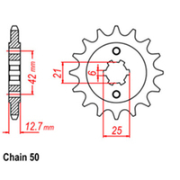 RK Front Sprocket - Steel  16T 530P sku:31-300-16