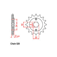 RK Front Sprocket - Steel  15T 520P sku:31-37F-15
