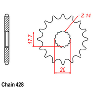 RK Front Sprocket - Steel  16T 428P sku:31-3RM-16