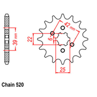 RK Front Sprocket - Steel  14T 520P D/D sku:31-428-14