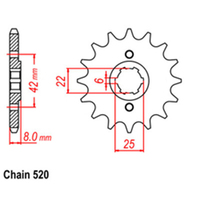 RK Front Sprocket - Steel  15T 520P sku:31-429-15