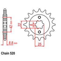 RK Front Sprocket - Steel  16T 520P sku:31-442-16