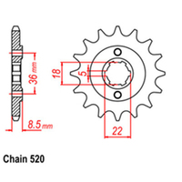 RK Front Sprocket - Steel  14T 520P sku:31-48Y-14