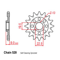 RK Front Sprocket - Steel  13T #520 sku:31-49J-13 Product thumb image 1