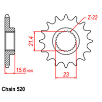 RK Front Sprocket - Steel  14T 520P sku:31-798-14 Product thumb image 1