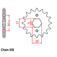 RK Front Sprocket - Steel  16T 428P sku:31-CH1-16