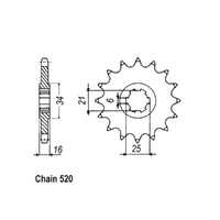 RK Front Sprocket - Steel  14T 520P sku:31-ED9-14