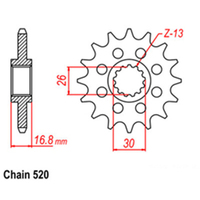 RK Front Sprocket - Steel  16T 520P sku:31-HC1-16