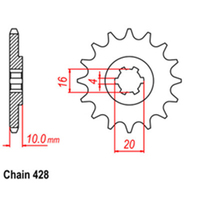 RK Front Sprocket - Steel  14T 428P sku:31-HY0-14