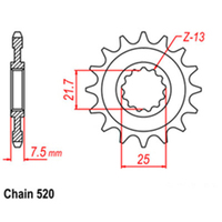 RK Front Sprocket - Steel  16T 520P sku:31-K42-16