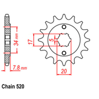 RK Front Sprocket - Steel  14T 520P sku:31-KR0-14