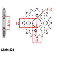 RK Front Sprocket - Steel  14T 420P sku:31-KSE-14