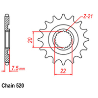 RK Front Sprocket - Steel  14T 520P sku:31-KSR-14 Product thumb image 1