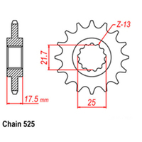 RK Front Sprocket - Steel  15T 525P sku:31-KY2-15