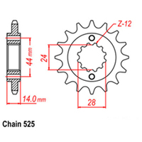 RK Front Sprocket - Steel  17T 525P sku:31-MBA-17