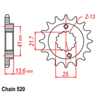 RK Front Sprocket - Steel  16T 520P sku:31-MBN-16