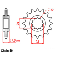 RK Front Sprocket - Steel  15T 530P sku:31-MN4-15
