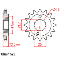 RK Front Sprocket - Steel  16T 525P sku:31-MN8-16