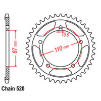RK Rear Sprocket - Steel 47T 520P sku:32-01D-47