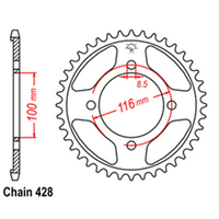 RK Rear Sprocket - Steel 51T 428P sku:32-056-51