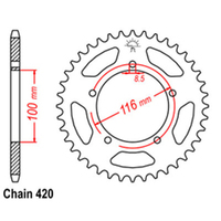 RK Rear Sprocket - Steel 44T 420P sku:32-121-44 Product thumb image 1