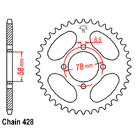 RK Rear Sprocket - Steel 43T 428P sku:32-207-43