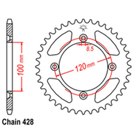 RK Rear Sprocket - Steel 44T 428P sku:32-209-44
