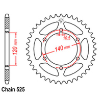 RK Rear Sprocket - Steel 44T 525P sku:32-371-44