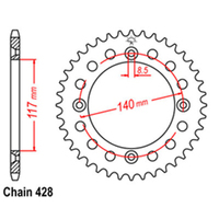 RK Rear Sprocket - Steel 46T 428P sku:32-39K-46
