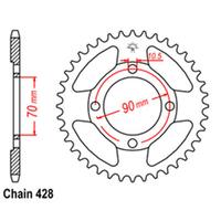 RK Rear Sprocket - Steel 45T 428P sku:32-45Q-45
