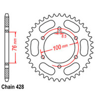 RK Rear Sprocket - Steel 44T 428P sku:32-5BP-44