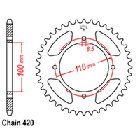 RK Rear Sprocket - Steel 52T 420P sku:32-K07-52 Product thumb image 1