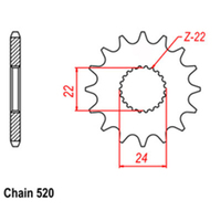RK Front Sprocket - Steel 14T 520P sku:41-A01-14