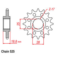 Front Sprocket - Steel W/-RUBBER Cush 16T 525P