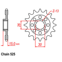 RK Front Sprocket - Steel 16T 525P sku:41-B03-16