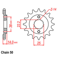 RK Front Sprocket - Steel 15T 530P sku:41-C02-15