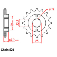 RK Front Sprocket - Steel 14T 520P   Product thumb image 1