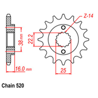 RK Front Sprocket - Steel 14T 520P  