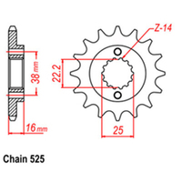 RK Front Sprocket - Steel 14T 525P   Product thumb image 1