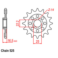 RK Front Sprocket - Steel 14T 525P sku:41-D06-14
